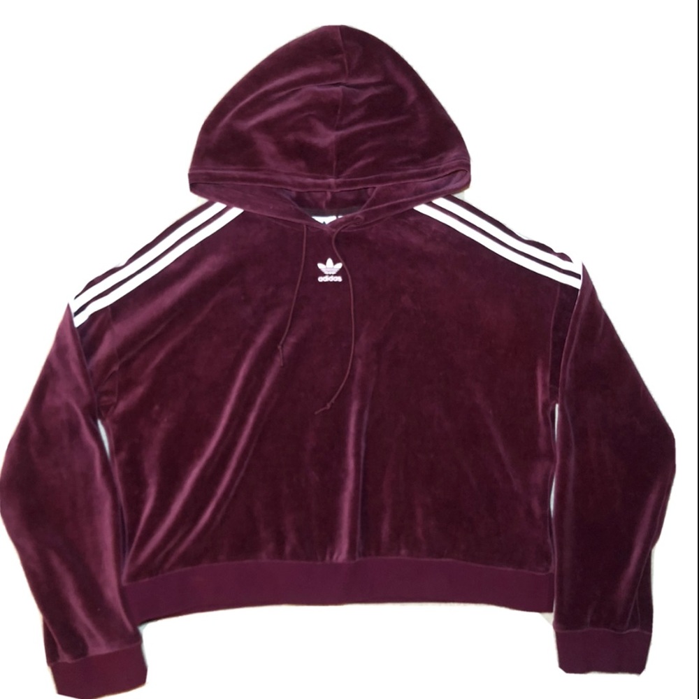 Adidas Original Velvet Cropped Hoodie